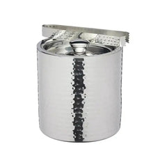 BarCraft Stainless Steel Hammered Ice Bucket & Tong Set