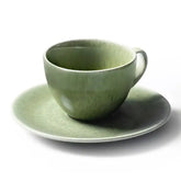 Jan Ashes & Olive Cups with Saucers Green Set of 4