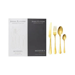 Jenna Clifford Modera Satin Gold Cutlery Set 16 Piece