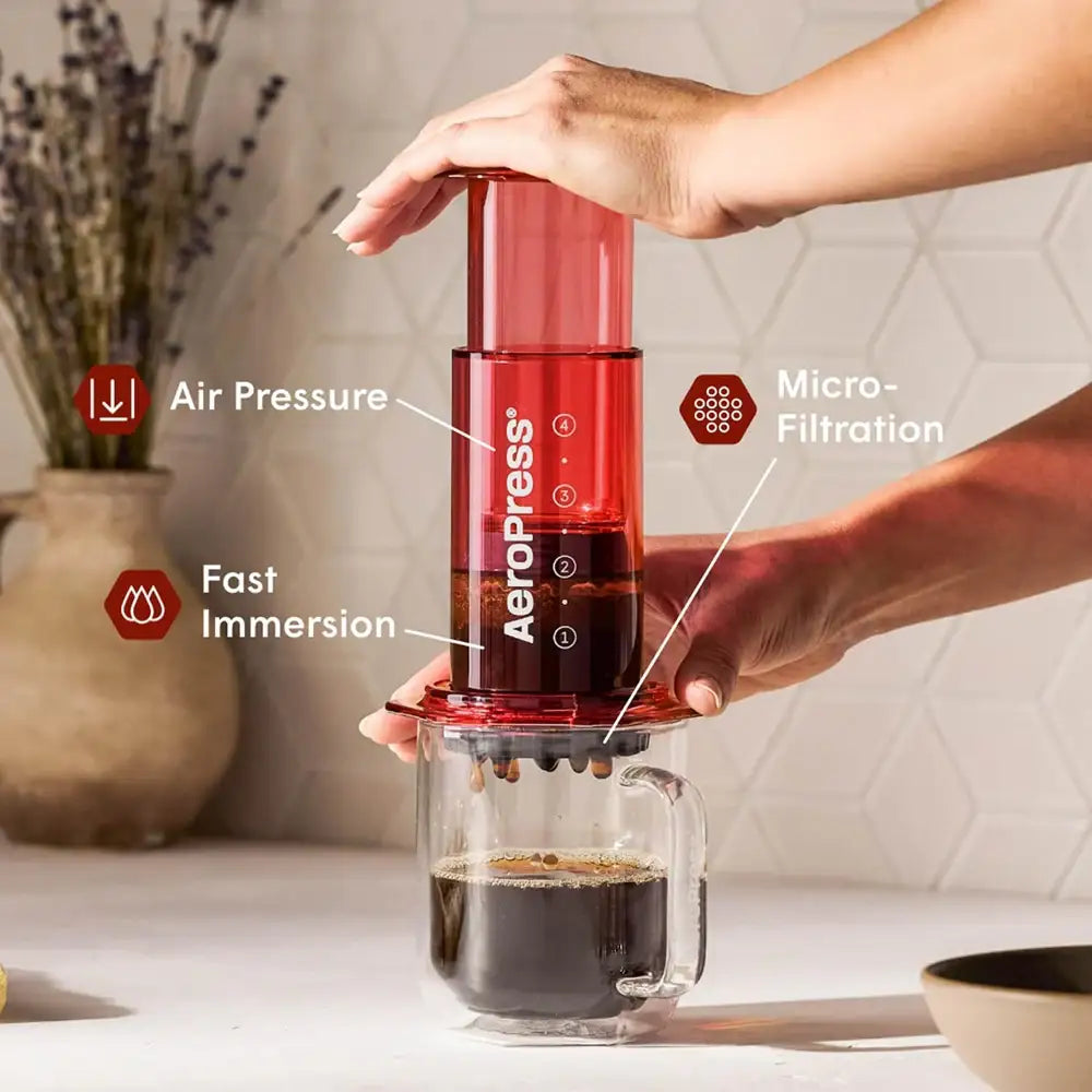 AeroPress Clear Red 4-Cup Coffee Maker
