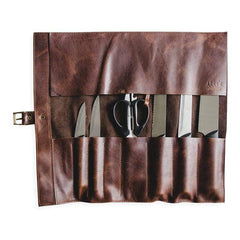 Arrow Leather Goods Knife Roll Bag Brown