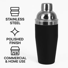Bar Butler Stainless Steel Cocktail Shaker Black