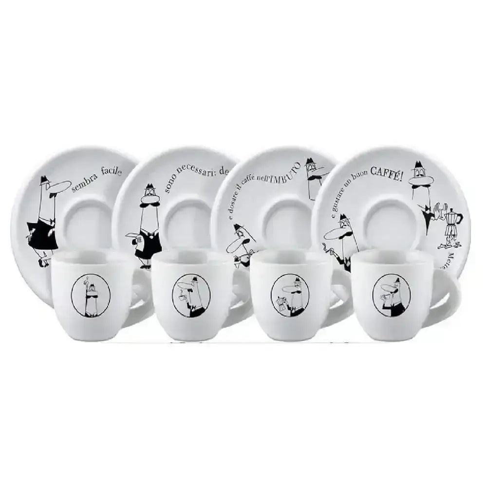 Bialetti Carosello Espresso Cup & Saucer Set of 4