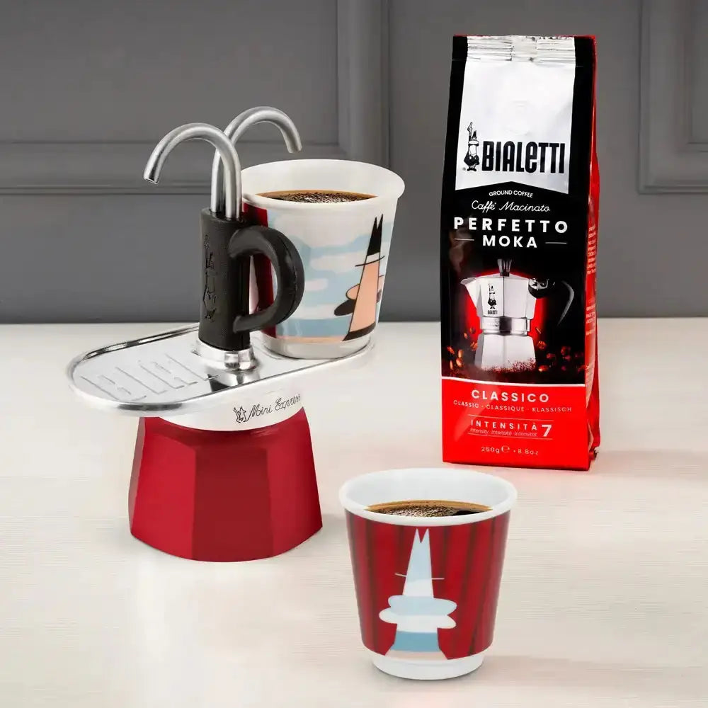 Bialetti Mini Express Espresso Maker Magrite Set with 2 Cups