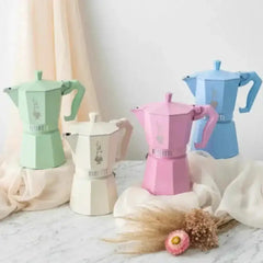 Bialetti Moka Exclusive Espresso Maker 6-Cup Light Blue