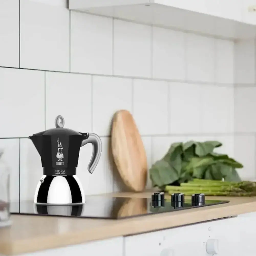 Bialetti Moka Induction Stovetop Espresso Maker 6 Cup Black