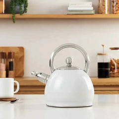 Brabantia Relax+ Stainless Steel Whistling Kettle 2.5L White