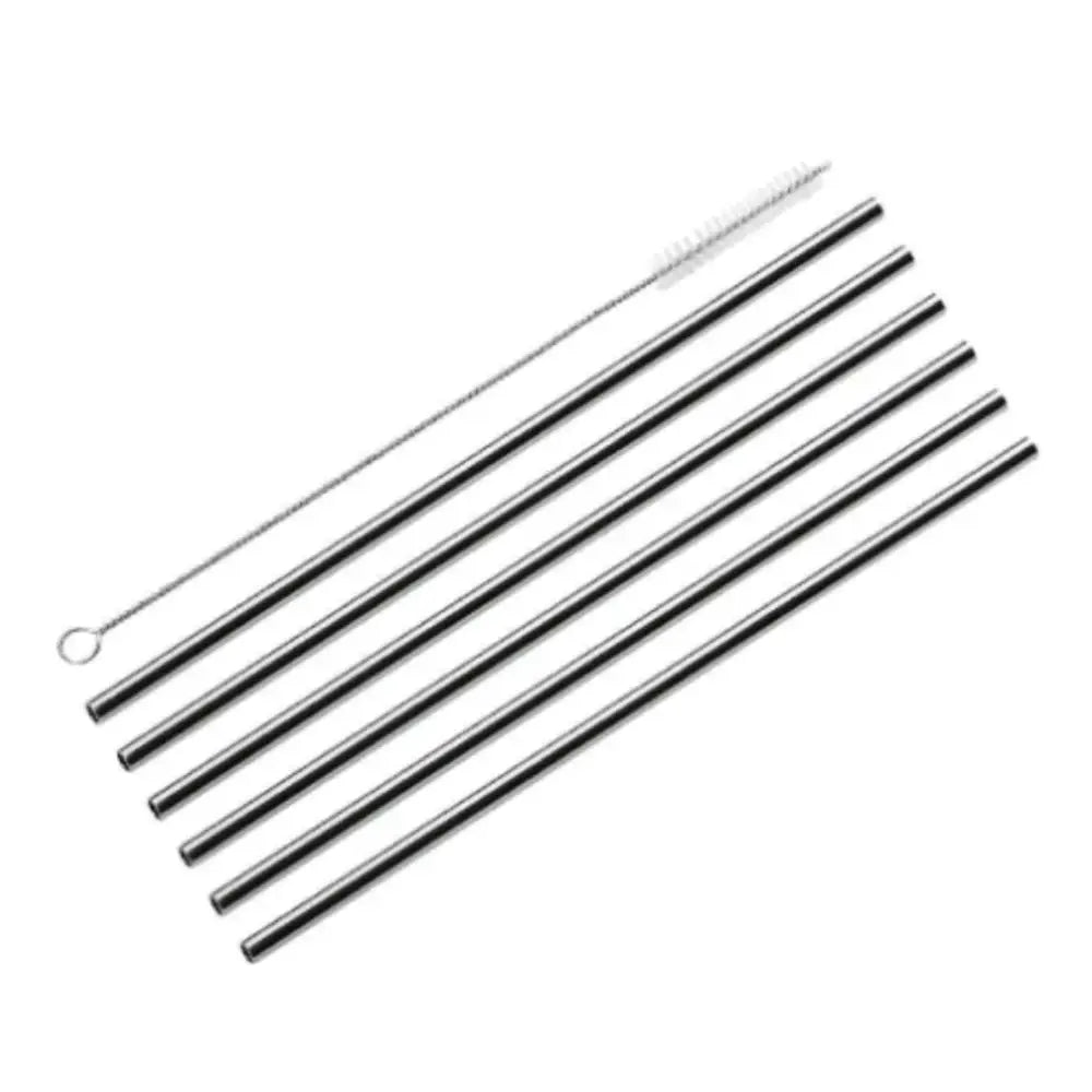 Cilio Stainless Steel Straight Drinking Straws Set of 6