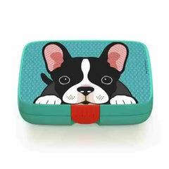 Crunchbox Classic 5 Compartment Lunchbox Aqua Frenchie