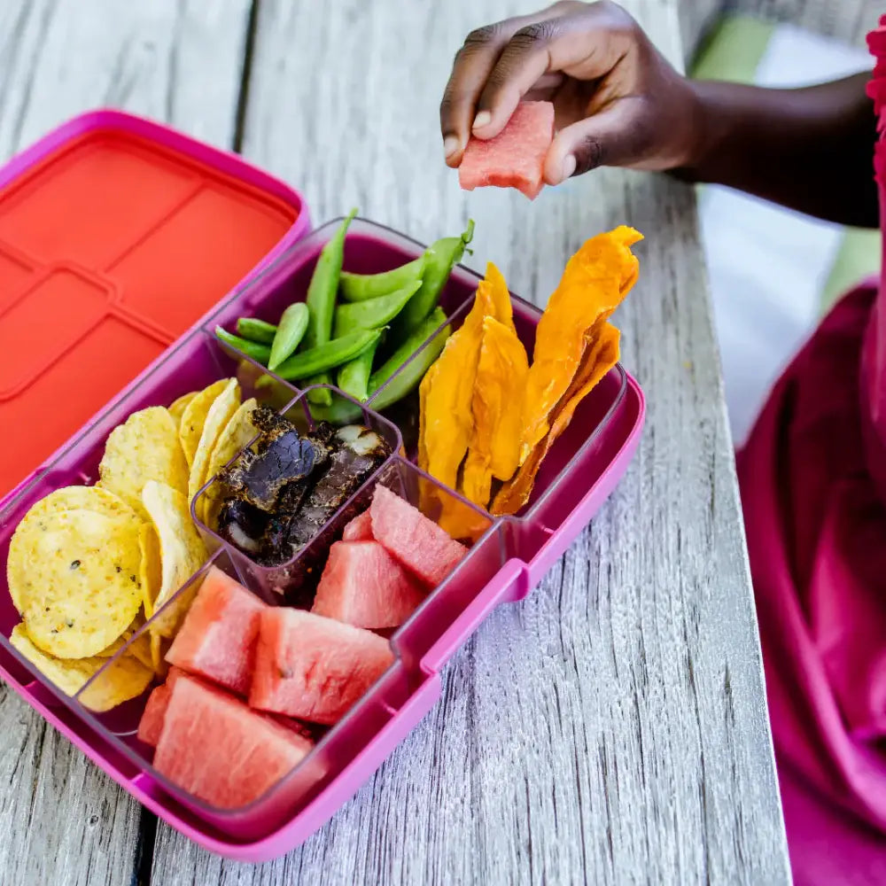 Crunchbox Classic 5 Compartment Lunchbox Pink Flower