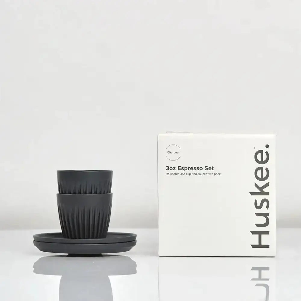 Huskee Espresso Cup and Saucer Charcoal 90ml Set of 2
