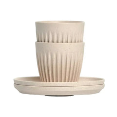 Huskee Espresso Cup and Saucer Natural 90ml Set of 2