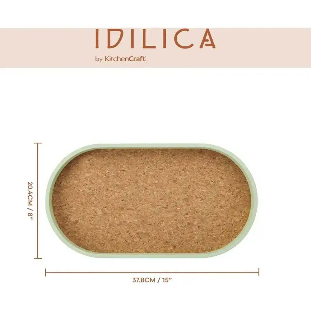 Idilica Serving Tray Wood and Cork 38x20cm