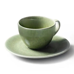 Jan Ashes & Olive Cups with Saucers Green Set of 4