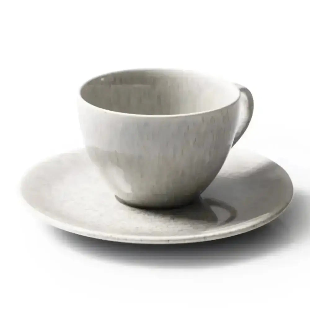 Jan Ashes & Olive Cups with Saucers Grey Set of 4