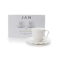Jan Maison Blanche Fine China Cup and Saucer Set of 2
