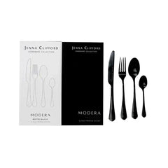 Jenna Clifford Modera Satin Black Cutlery Set 16 Piece