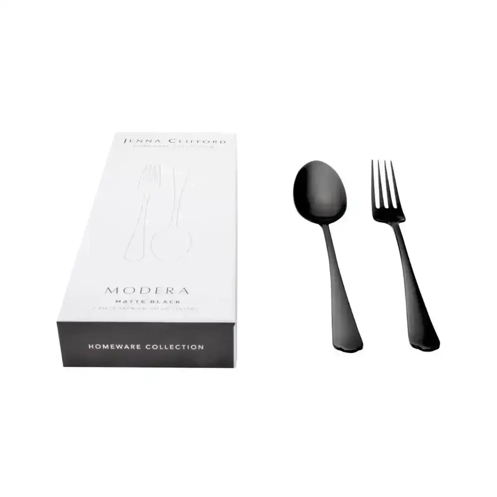 Jenna Clifford Modera Satin Black Salad Server Set 2 Piece