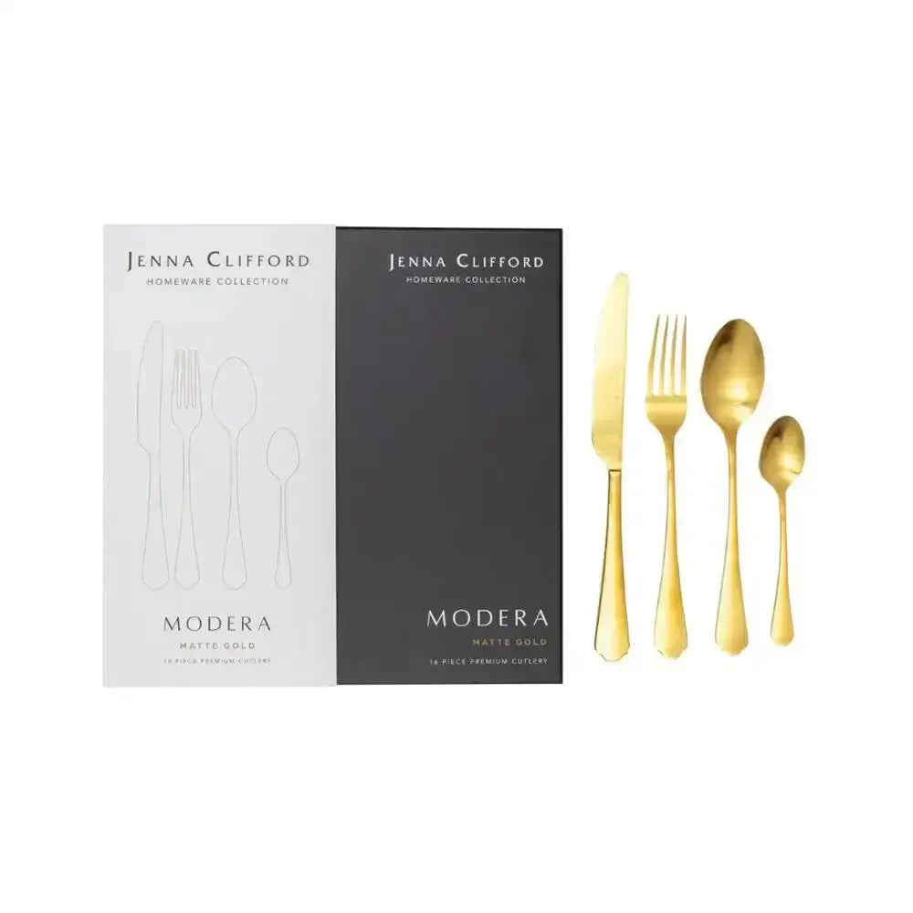 Jenna Clifford Modera Satin Gold Cutlery Set 16 Piece